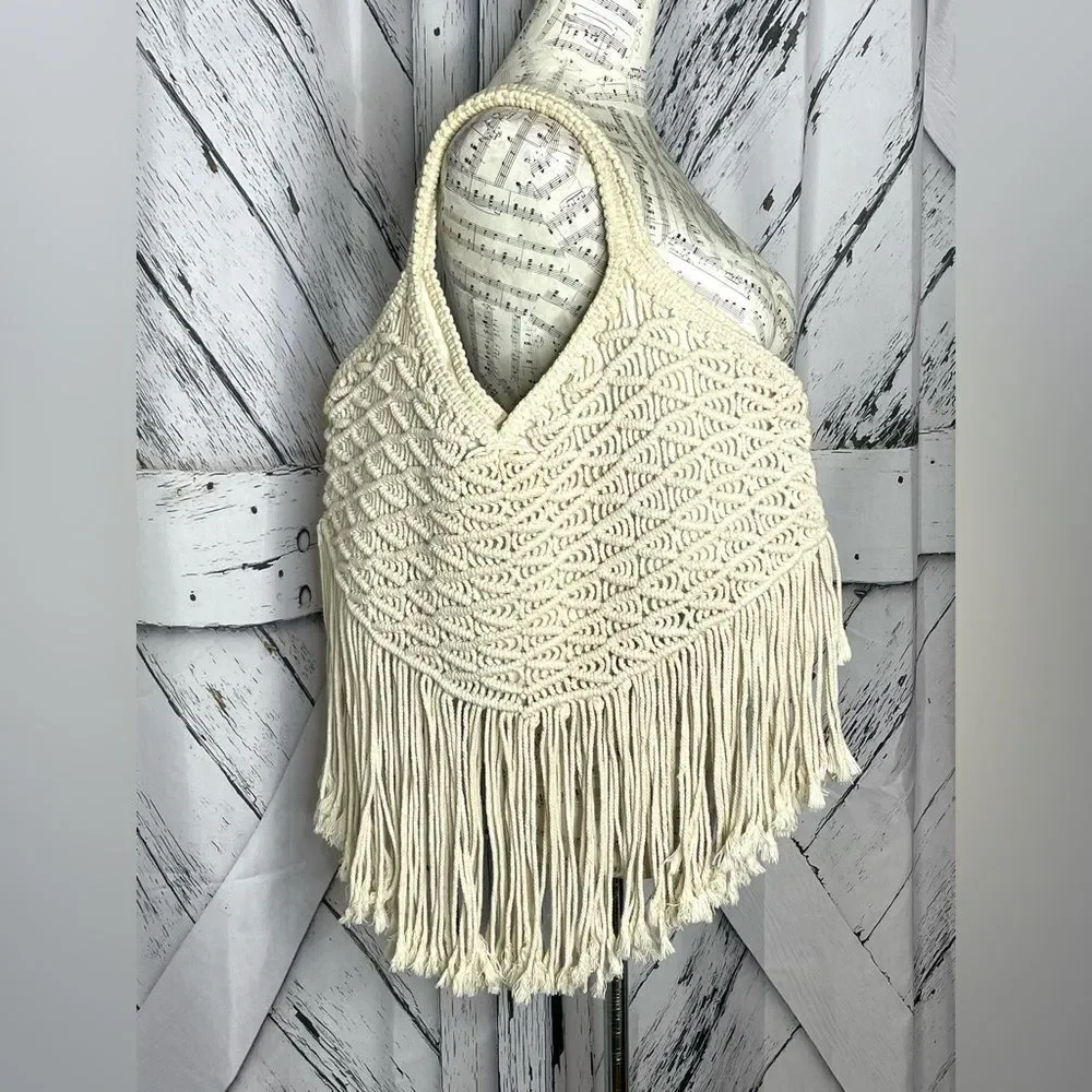 Area Stars Macrame Fringe Boho Handbag